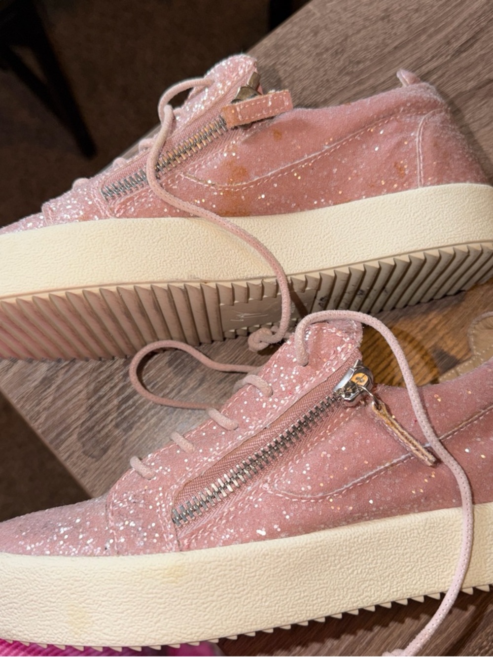 Giuseppe Zanotti Pink Glitter Platform Sneakers